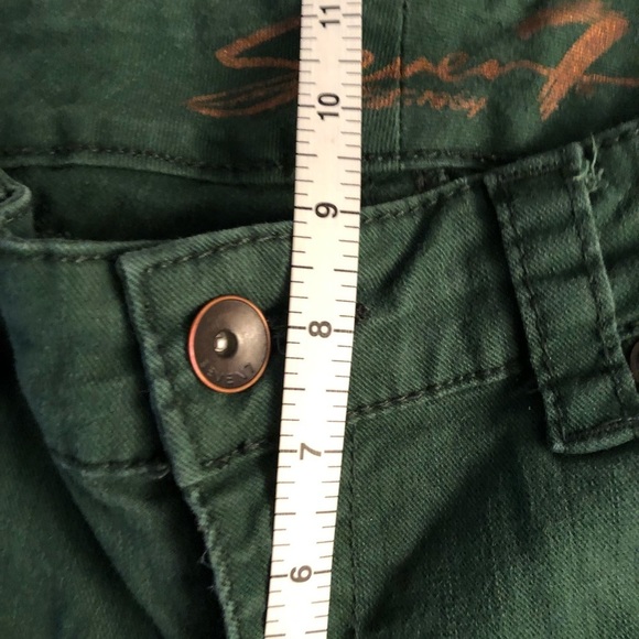 Seven7 Jeans size 12 dark green high rise jeans with stretch - Picture 6 of 16